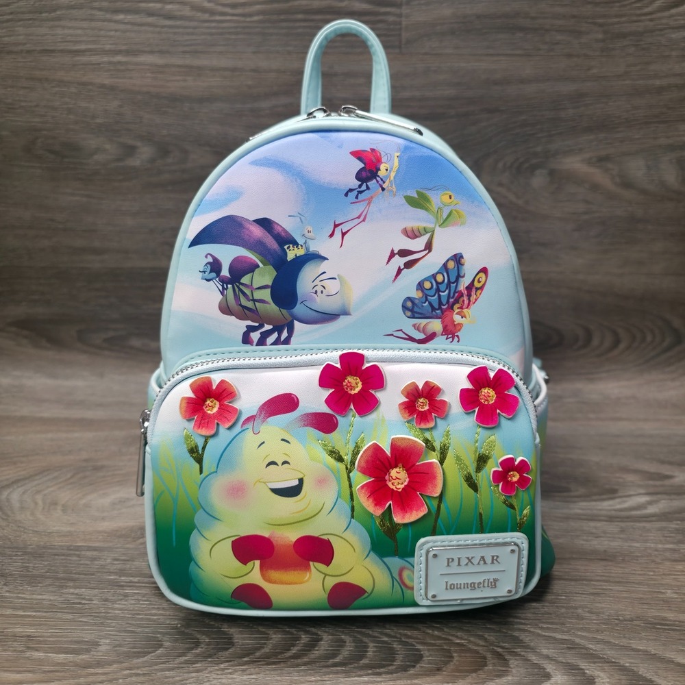 Pixar Loungefly A Bugs Life Earth Day Mini Backpack Faux Leather Floral Applique